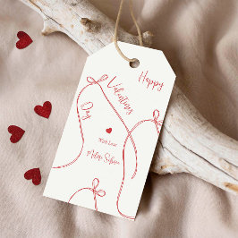 Red Ribbon Bows – Modern Happy Valentine’s Day Cadeaulabel