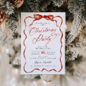 Red Ribbon Christmas Party Invitation