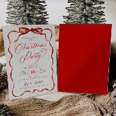 Red Ribbon Christmas Party Invitation