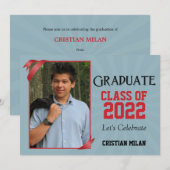 Red Ribbon Classe de Graduation Invitation (Devant / Derrière)