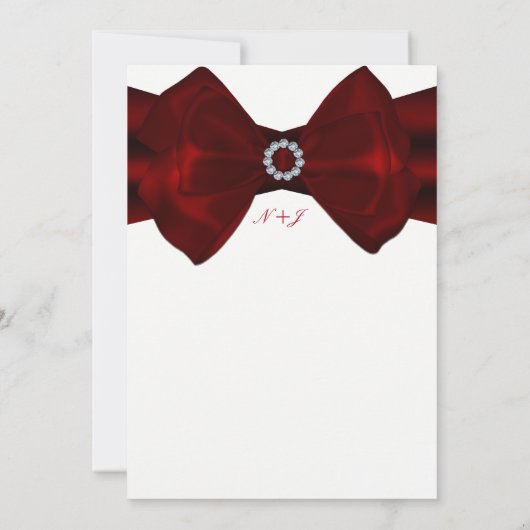 Red Ribbon & Diamonds Bling Elegante Uitnodigingen (Achterkant)