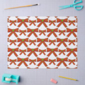 Red Ribbon Dog Paw Prints In Green Christmas Tissuepapier (Craft)