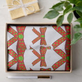 Red Ribbon Dog Paw Prints In Green Christmas Tissuepapier (Geschenk)