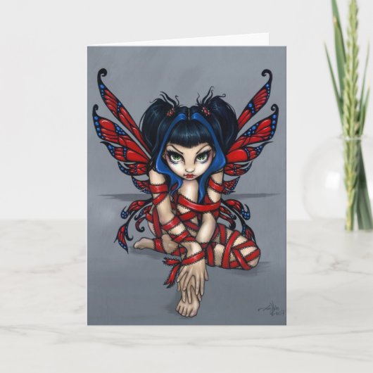 "Red Ribbon Fairy" Wenskaart Kaart (Voorkant)