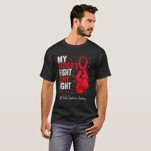 Red Ribbon Father Marfan Syndrome Bewustzijn T-shirt (Voorkant volledig)
