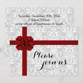 Red Ribbon Gift Holiday Party uitnodiging (Voorkant / Achterkant)