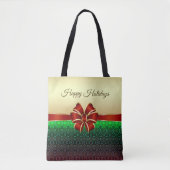 Red Ribbon Gold Holiday Canvas tas (Voorkant)