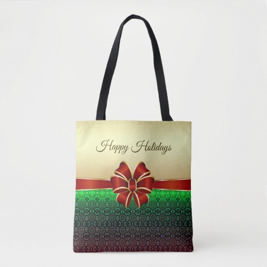 Red Ribbon Gold Holiday Canvas tas (Voorkant)