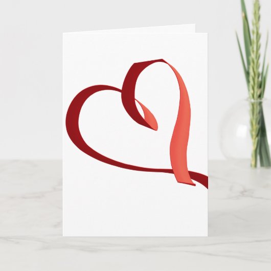 Red Ribbon Header on Valentine's Card Kaart (Voorkant)