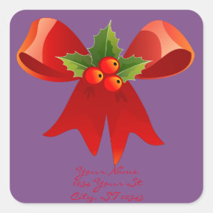 Red Ribbon Holly Thunder_Cove Vierkante Sticker