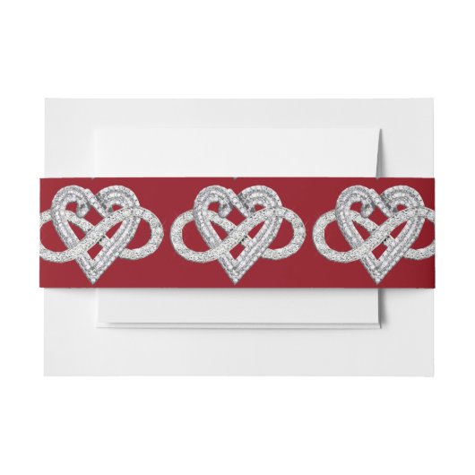 Red Ribbon Infinity Heart Invitation Belly Bands Uitnodigingen Wikkel (Voorkant Voorbeeld)