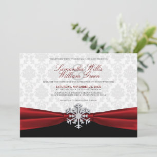 Red Ribbon Invitation de mariage d'hiver