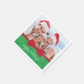 Red Ribbon Kerstfeestay Fotopapier Napkins Servet (Hoek)