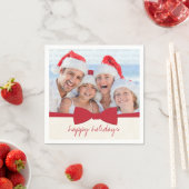 Red Ribbon Kerstfeestay Fotopapier Napkins Servetten (Insitu)