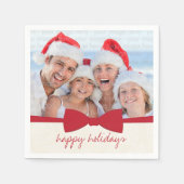 Red Ribbon Kerstfeestay Fotopapier Napkins Servetten (Voorkant)