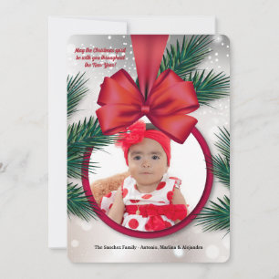 Red Ribbon Lijst Photo Holiday Card Feestdagenkaart