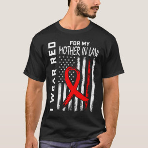 Red Ribbon Moeder in Law Heart Disease Awareness U T-shirt
