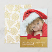 Red Ribbon Noël Carte photo (Devant / Derrière)