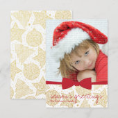 Red Ribbon Noël Carte photo (Devant / Derrière)