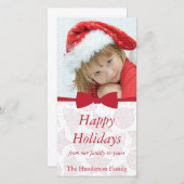 Red Ribbon Noël Carte photo (Devant / Derrière)