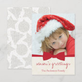 Red Ribbon Noël Carte photo (Devant / Derrière)