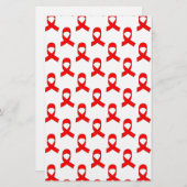 Red Ribbon Pattern Briefpapier (Voorkant / Achterkant)