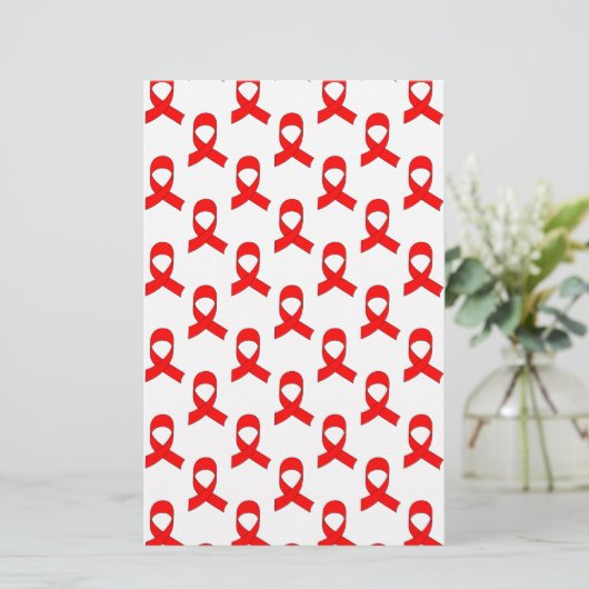 Red Ribbon Pattern Briefpapier (Staand voorkant)