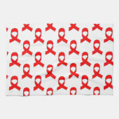 Red Ribbon Pattern Theedoek (Horizontaal)