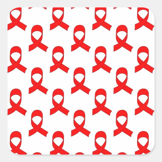 Red Ribbon Pattern Vierkante Sticker (Voorkant)