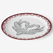 Red Ribbon Silver Swans Paper Bord (Gekanteld)
