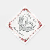 Red Ribbon Silver Swans Paper Napkins Servetten (Hoek)