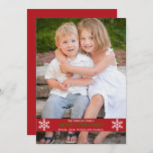 Red Ribbon Snowflake kerstkaart (Voorkant / Achterkant)