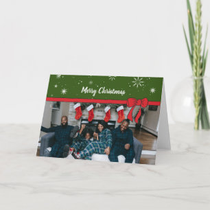 Red Ribbon Unique Holiday Photo Cards Personal Pho Kaart