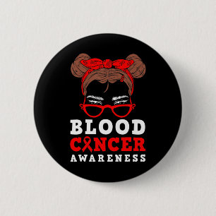 Red Ribbon Vrouw Messy Haar Bloed Kanker Awareness Ronde Button 5,7 Cm