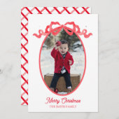 Red Ribbon Waterverf Vakantie Label Kaart (Voorkant / Achterkant)