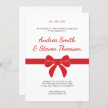 Red Ribbon Wedding Invite. Boe