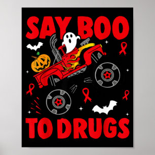 Red Ribbon Week Bewustzijn Halloween Zeg Boe Ter Poster
