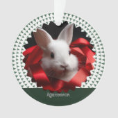 Red ribbon white bunny Christmas Tree Ornament (voorkant)
