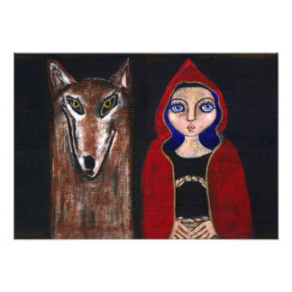 Red Riding Hood en de Wolf Foto Afdruk