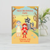 Red Riding Hood Girl Verjaardagsfeestje Bedankkaart (Staand voorkant)