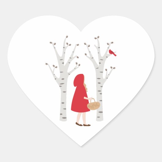 Red Riding Hood Hart Sticker (Voorkant)