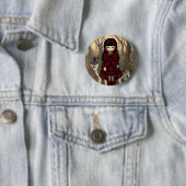 "Red Riding Hood in herfst"-Button Ronde Button 5,7 Cm (In situ)