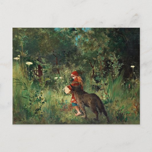 Red Riding Hood met Wolf Briefkaart (Voorkant)