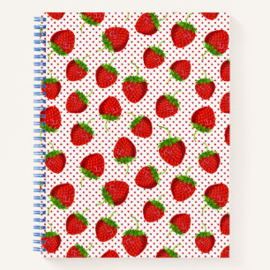 Red Ripe Strawberry en Stippen Pattern Journal Notitieboek