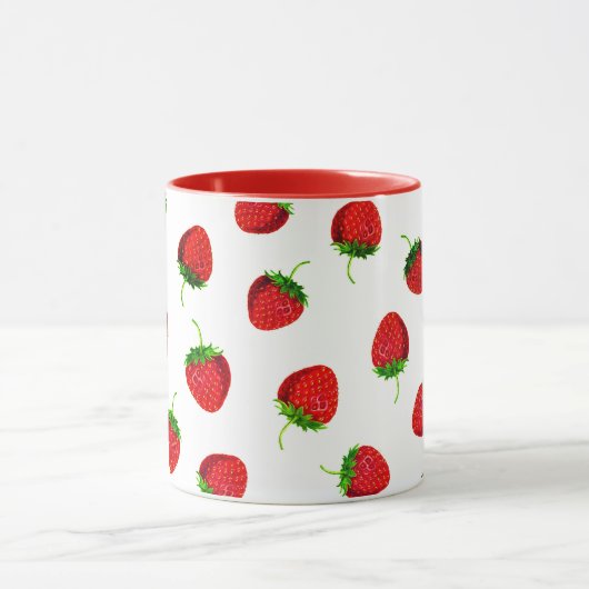 Red Ripe Strawberry Pattern Mok (Midden)