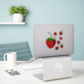 Red Ripe Strawberry Pattern Sticker (Laptop op bureau)