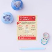 Red Riviera Maya Mexico Wedding Welkom Letter Flyer (Enkel)