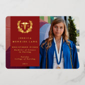 Red RN Caduceus Gradueus Photo Faire-part (Recto)