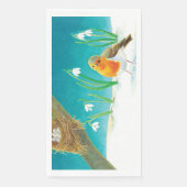Red Robin Bird & Snowdrops Illustratie Servet (Voorkant)