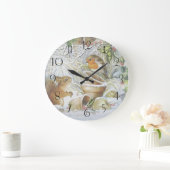 Red Robin Bird Squirrel Winter Kerstmis Grote Klok (Huis)